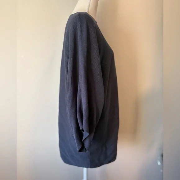 Oak + Fort Blue Ribbed Tunic Top XS Wide Sleeve Structured Minimalist - Picture 4 of 10